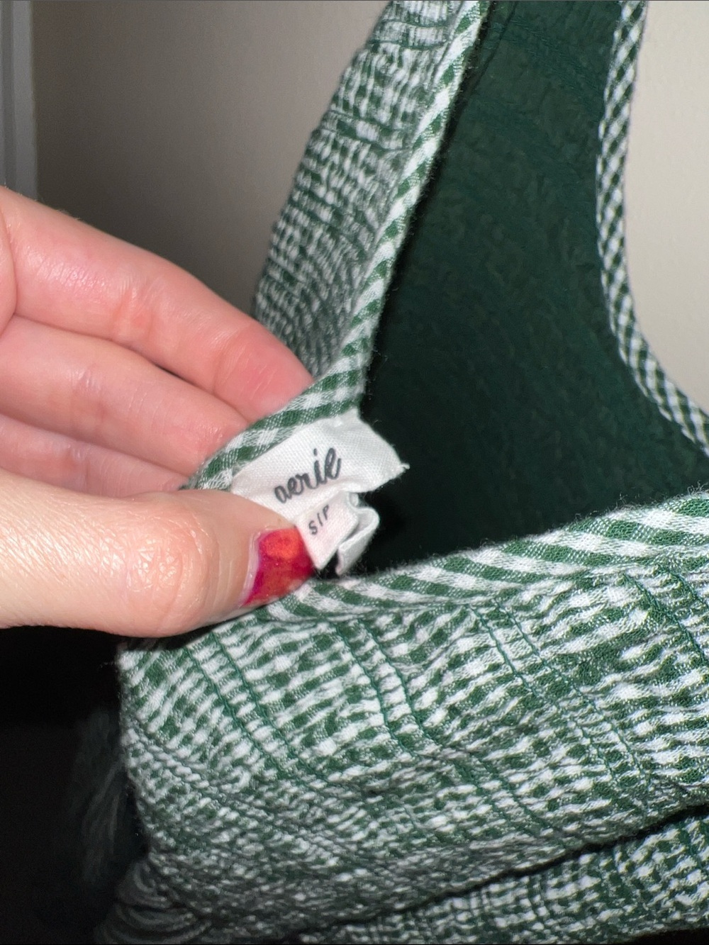 Aerie At The Barre Dark Green White Gingham Midi Dress - Picture 11 of 11